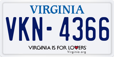 VA license plate VKN4366