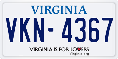 VA license plate VKN4367