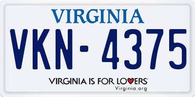VA license plate VKN4375