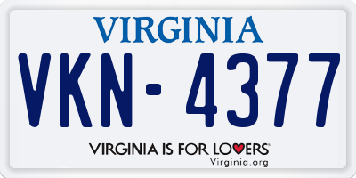 VA license plate VKN4377