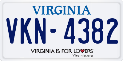 VA license plate VKN4382