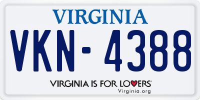 VA license plate VKN4388