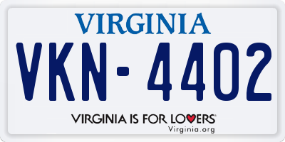 VA license plate VKN4402