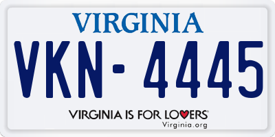VA license plate VKN4445