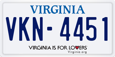 VA license plate VKN4451