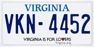 VA license plate VKN4452