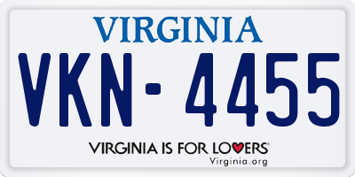 VA license plate VKN4455