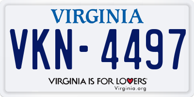 VA license plate VKN4497