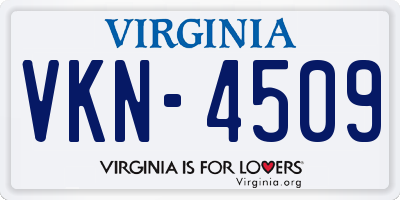 VA license plate VKN4509