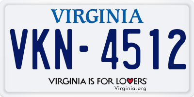 VA license plate VKN4512