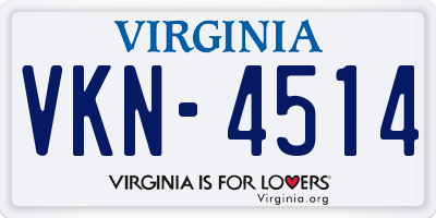 VA license plate VKN4514