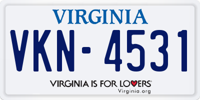VA license plate VKN4531