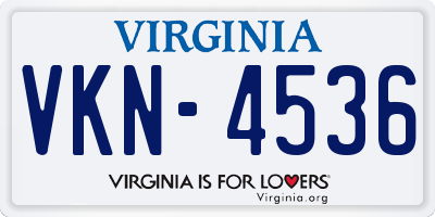 VA license plate VKN4536