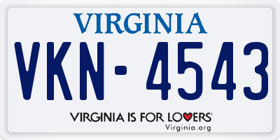 VA license plate VKN4543