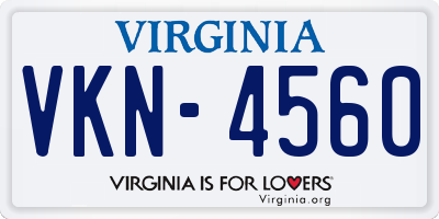 VA license plate VKN4560