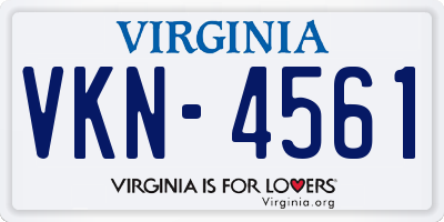 VA license plate VKN4561