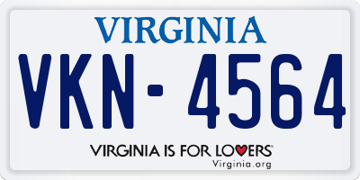 VA license plate VKN4564