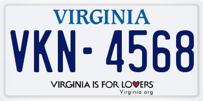 VA license plate VKN4568