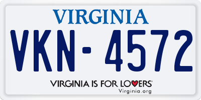 VA license plate VKN4572