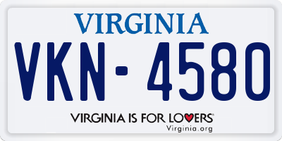 VA license plate VKN4580