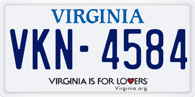 VA license plate VKN4584