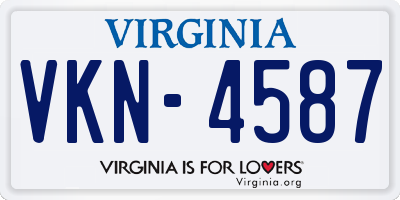 VA license plate VKN4587