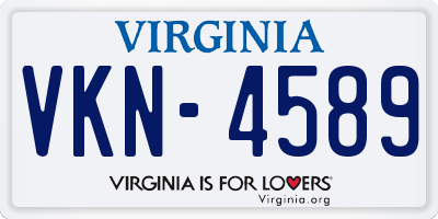 VA license plate VKN4589