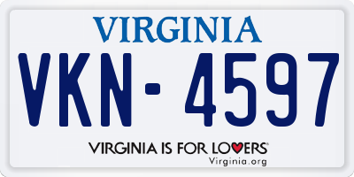 VA license plate VKN4597