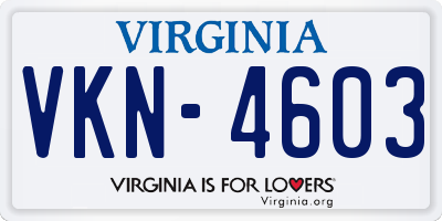 VA license plate VKN4603