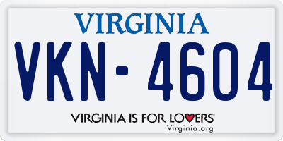 VA license plate VKN4604