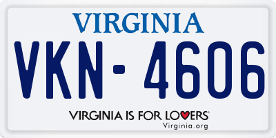 VA license plate VKN4606