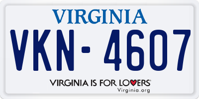 VA license plate VKN4607