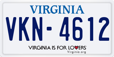 VA license plate VKN4612