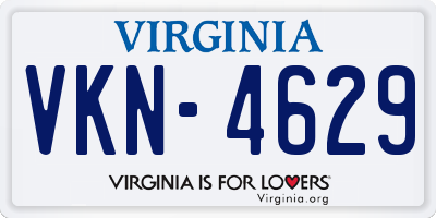 VA license plate VKN4629