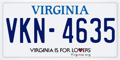 VA license plate VKN4635