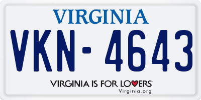 VA license plate VKN4643