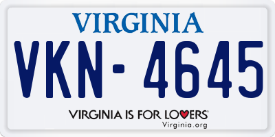 VA license plate VKN4645