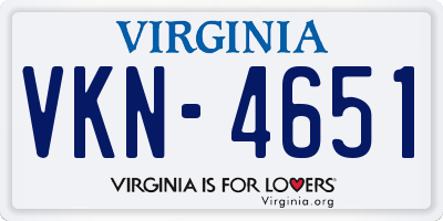 VA license plate VKN4651