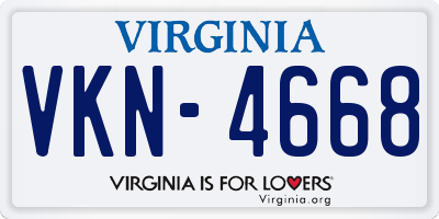 VA license plate VKN4668