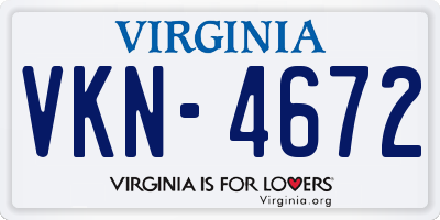 VA license plate VKN4672