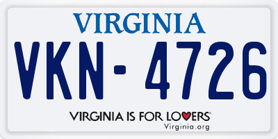 VA license plate VKN4726