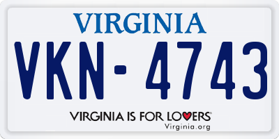 VA license plate VKN4743