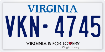 VA license plate VKN4745