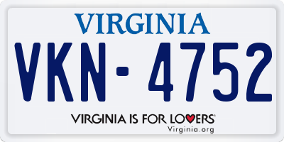 VA license plate VKN4752