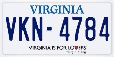VA license plate VKN4784