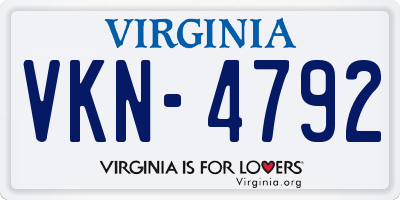 VA license plate VKN4792