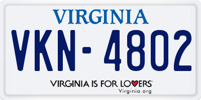 VA license plate VKN4802