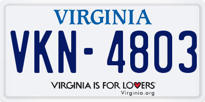 VA license plate VKN4803