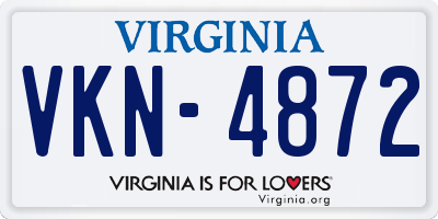 VA license plate VKN4872