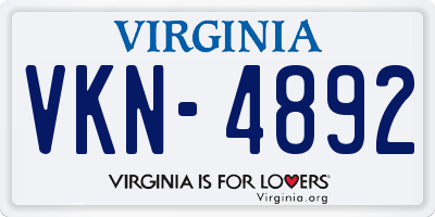 VA license plate VKN4892